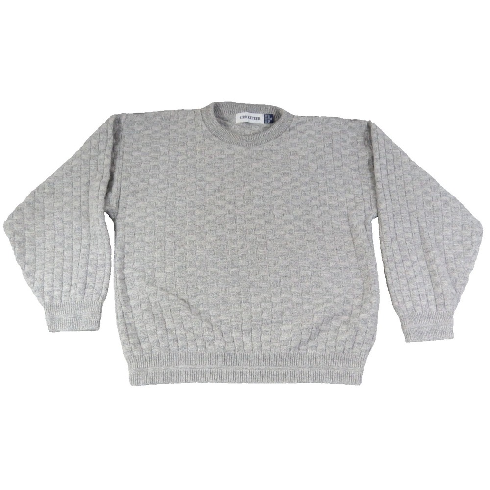 VTG Cricketeer Sweater Mens XL Textured 90's Knit Crewneck Cotton Oatmeal USA